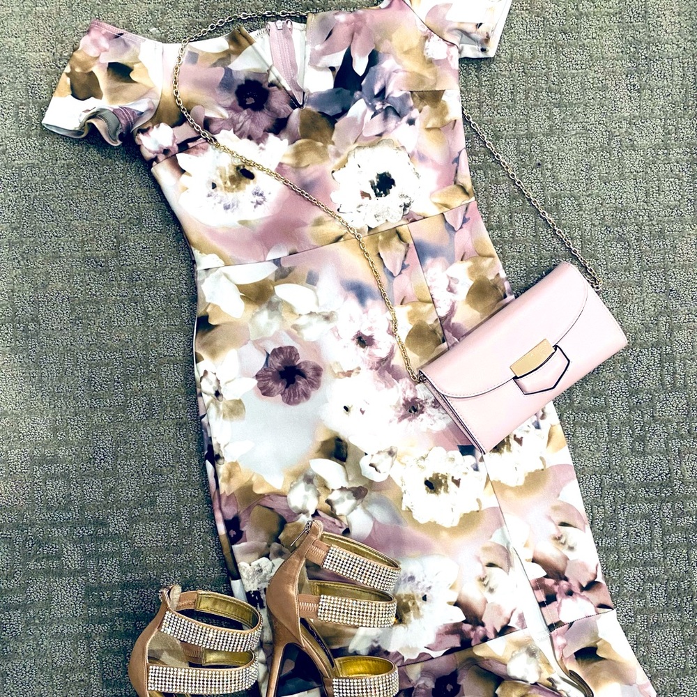 Floral side slit mini dress